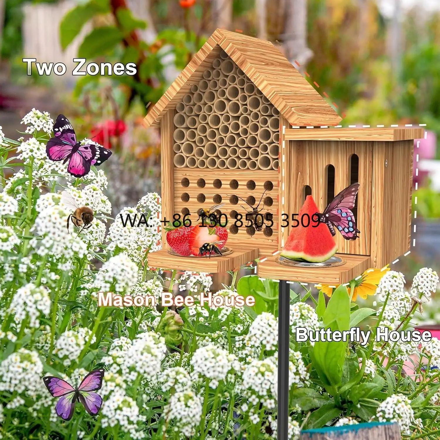 Insect Hotel Wood - Waterproof Insect Hotel Natural Handmade Wooden